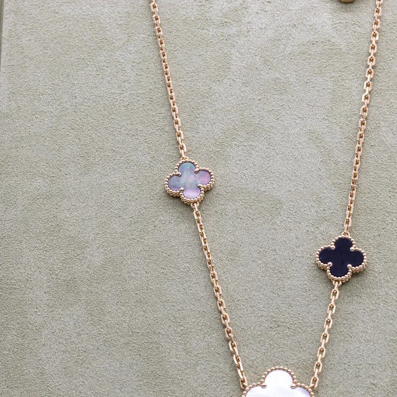 Van Cleef & Arpels Collier Magic Alhambra Halskette 6 Motive 18K Onyx Perlmutt