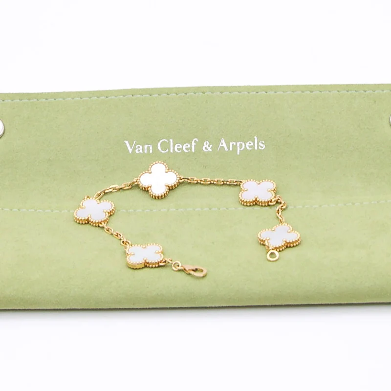 Van Cleef & Arpels Vintage Alhambra Armband 5 Motive 18K Gelbgold Perlmutt