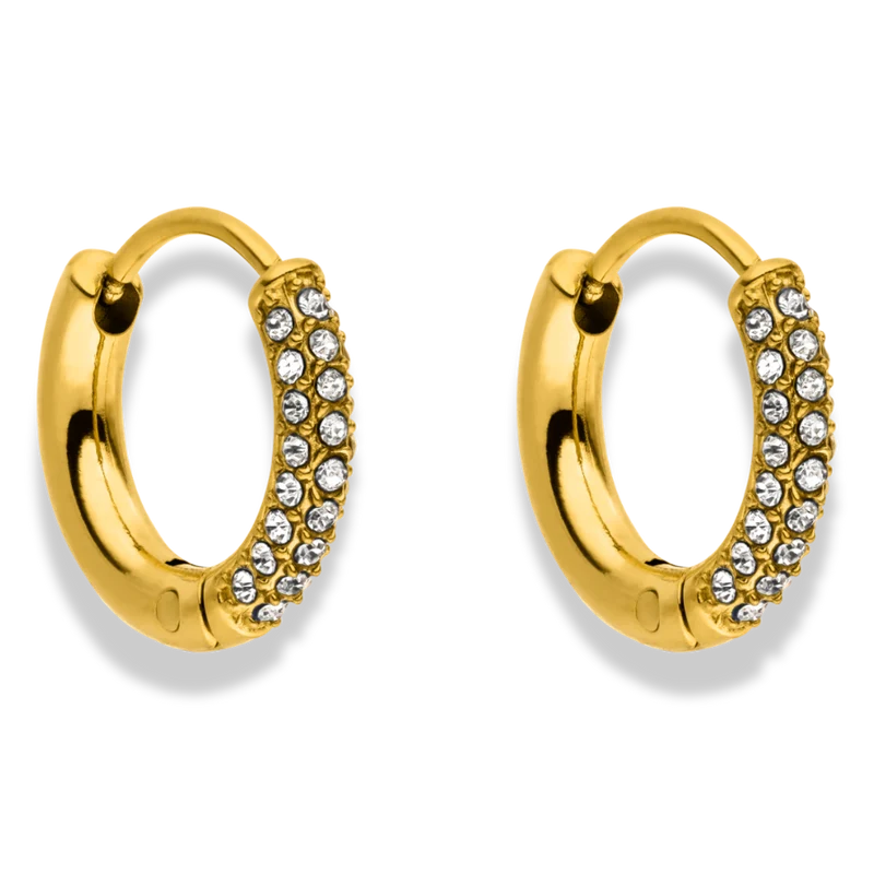 Eternal Pave Huggie Ohrringe 14K Vergoldet