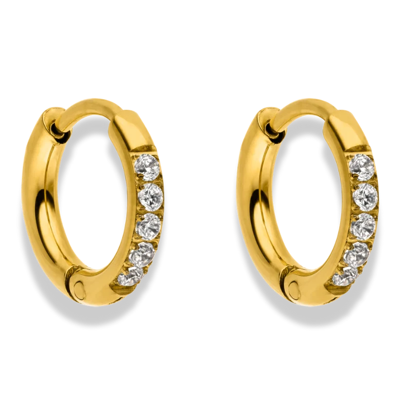 Simple Pave Huggie Ohrringe 14K Vergoldet