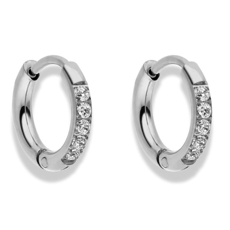 Simple Pave Huggie Ohrringe 14K Vergoldet