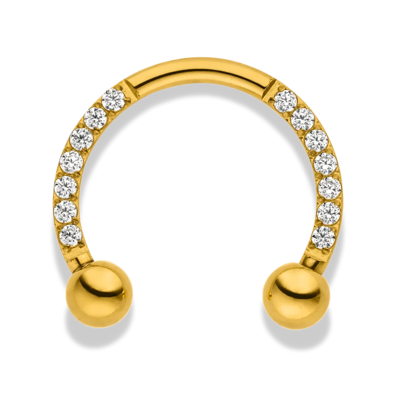 Pave Hufeisen Piercing - Titan