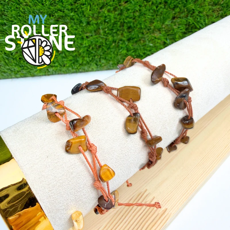 Tigeraugenarmband mit gewachster Kordel