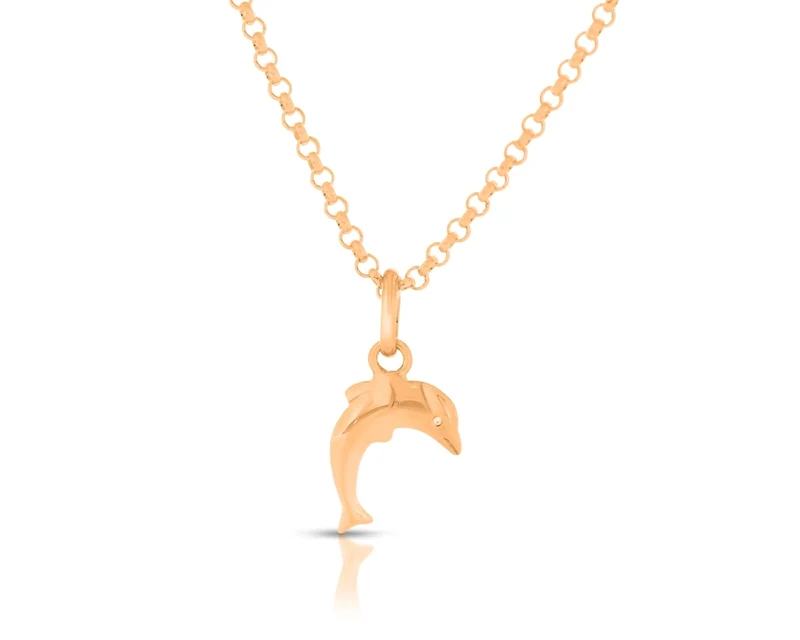 Halskette Delphin Anhänger rosé vergoldet Mädchen Damen Set Delfin