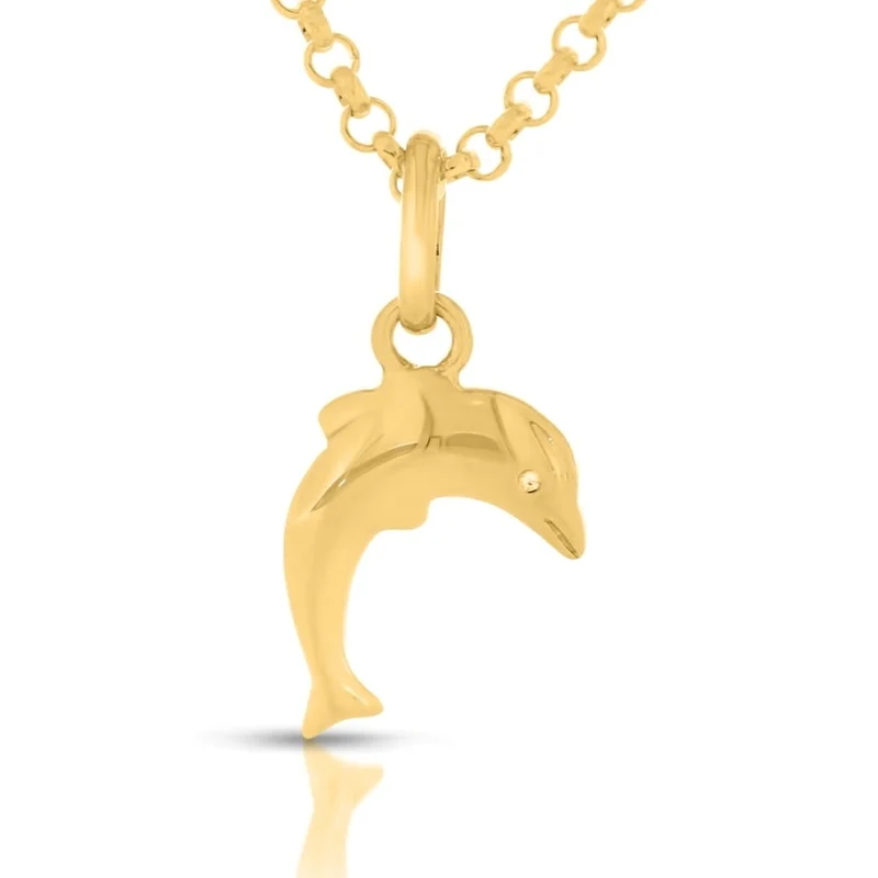 Delphin Schmuck vergoldet, Halskette mit Delfin Anhänger