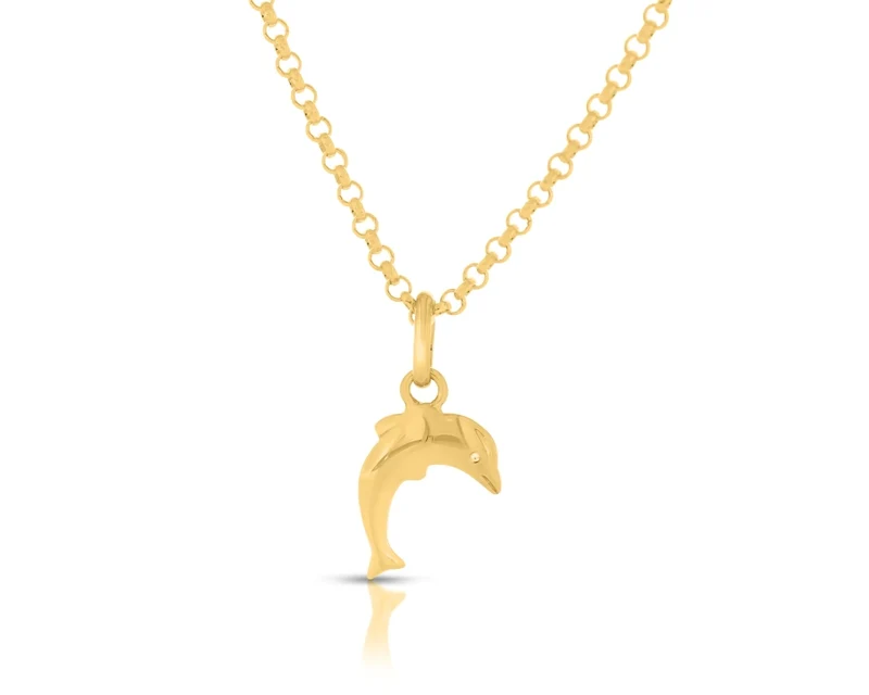 Delphin Schmuck vergoldet, Halskette mit Delfin Anhänger