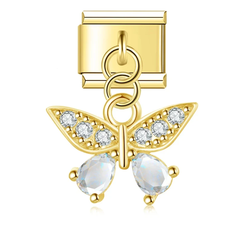Schmetterling Glitzer Anhänger Gold & Silber