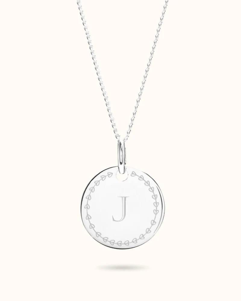 Love Initial Coin Ketting - Zilver - Initialen Ketting
