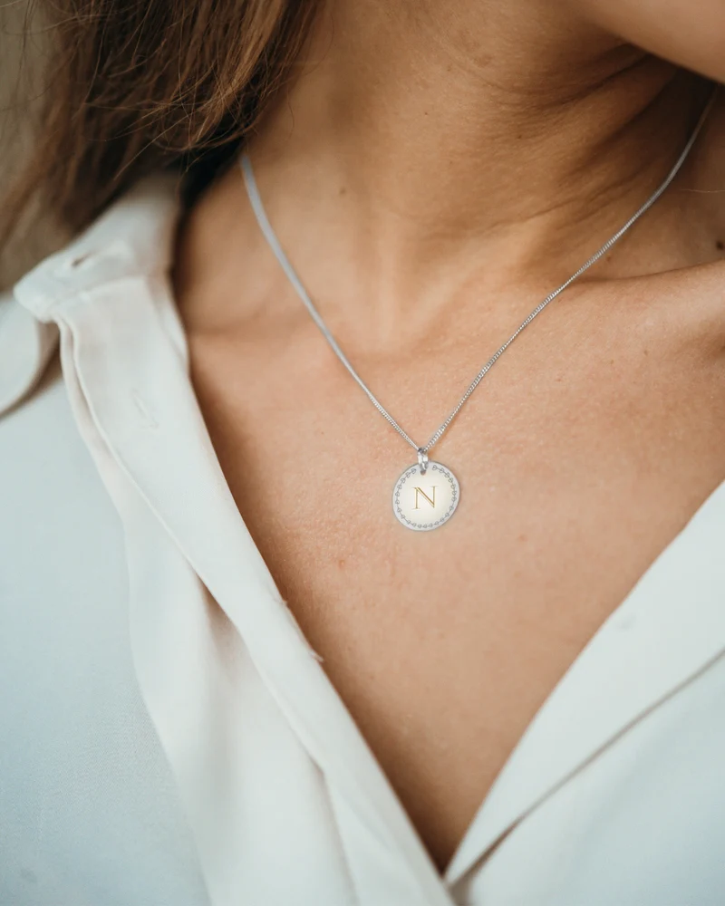 Love Initial Coin Ketting - Zilver - Initialen Ketting