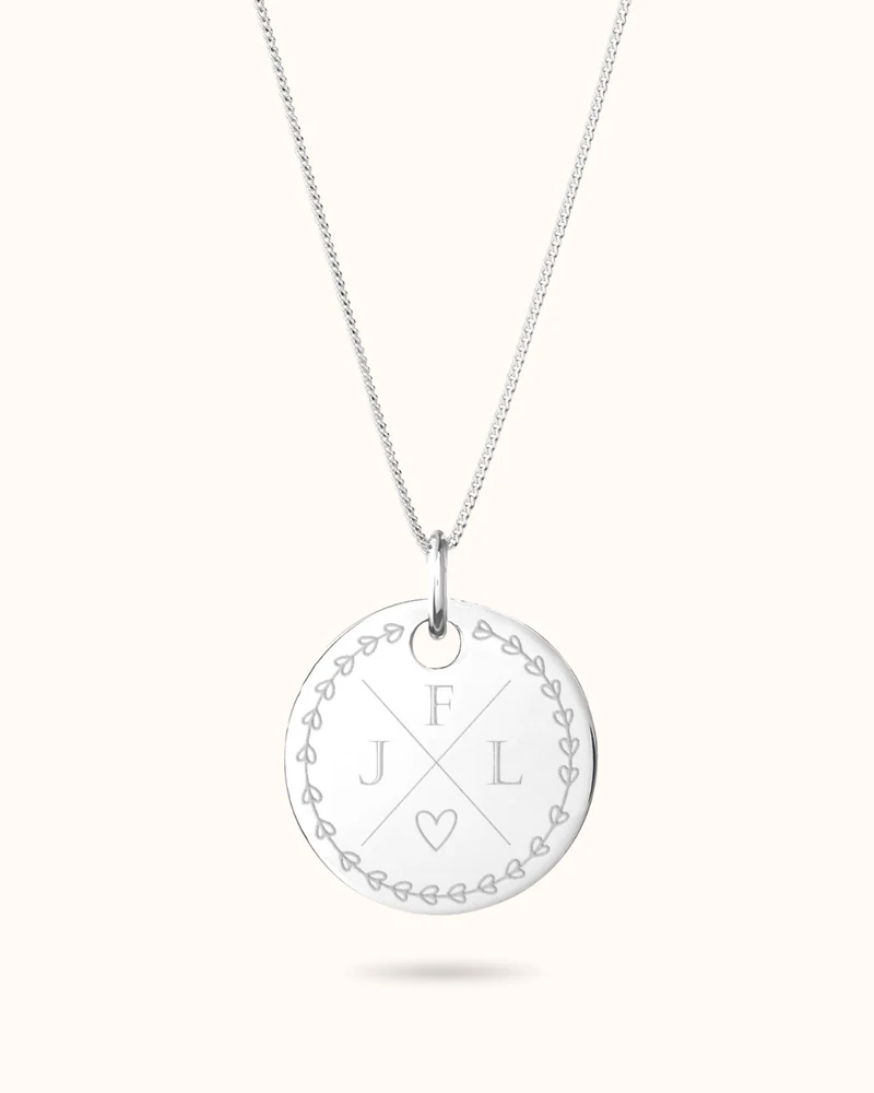 Love Initial Coin Ketting - Zilver - Initialen Ketting