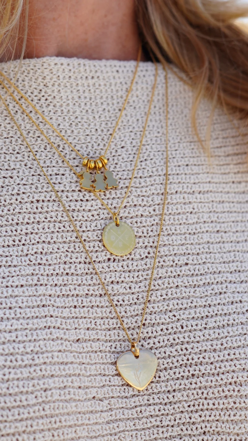 Geboortebloem Boeket Heart Charm Ketting - Verguld - Gepersonaliseerde Ketting