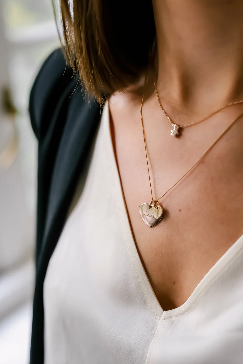 Heart Charm Ketting met naam - Verguld - Gepersonaliseerde Ketting