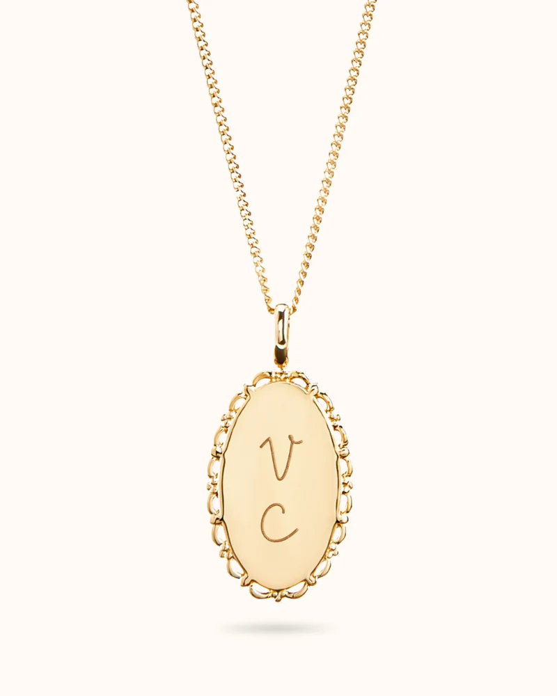 Vintage Oval Ketting met naam - Verguld - Gepersonaliseerde Ketting