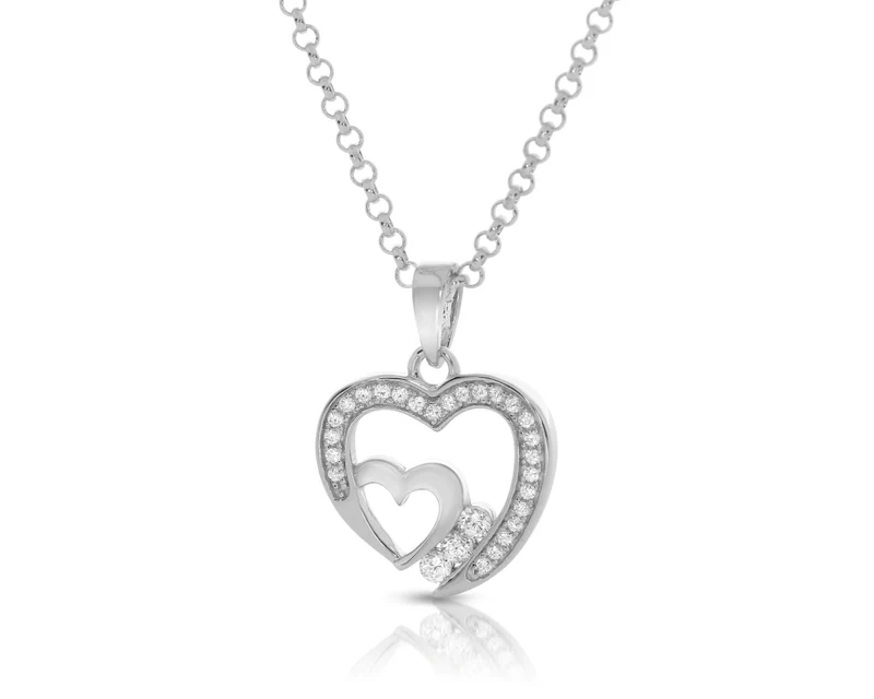 Herz Kette 925 Sterling Silber Halskette Herz Anhänger Zirkonia