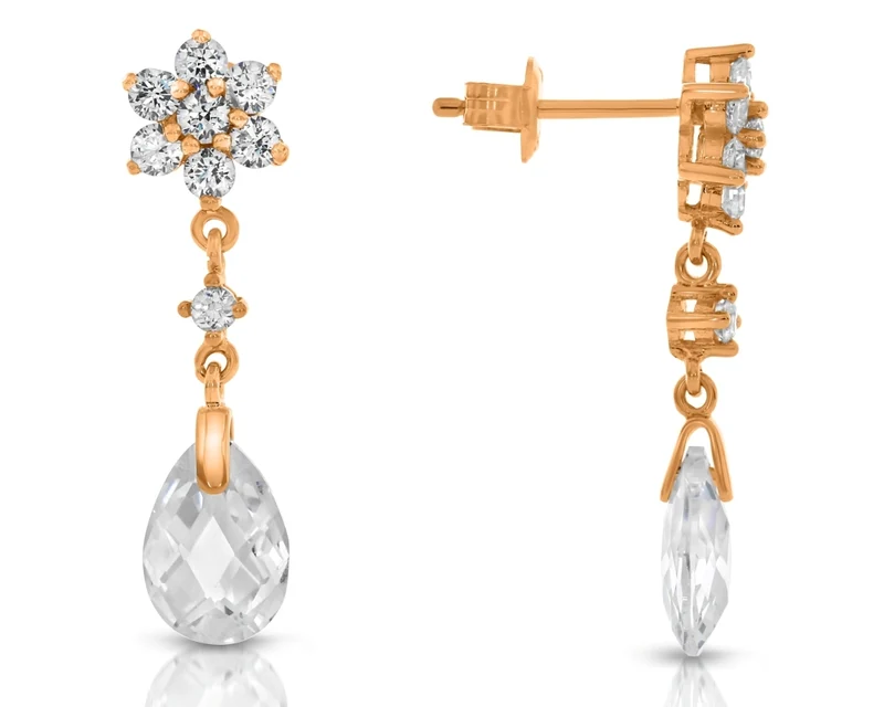 Exklusive Ohrhänger rosé vergoldet Zirkonia Schmuck Damen Hochzeit elegant