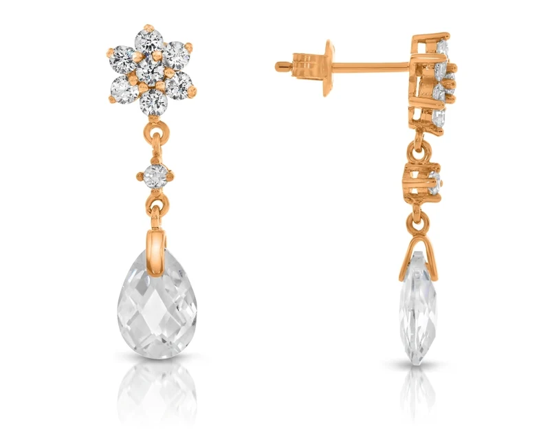 Exklusive Ohrhänger rosé vergoldet Zirkonia Schmuck Damen Hochzeit elegant
