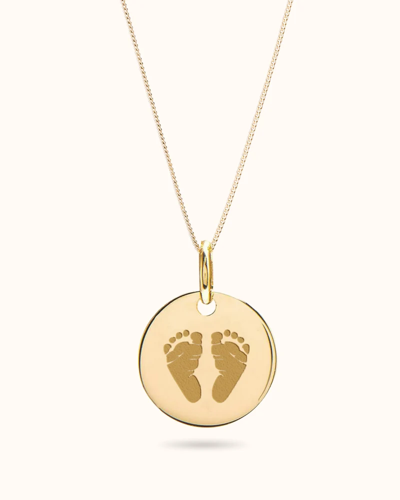Hand- en Voetafdruk Coin Ketting - Verguld - Gepersonaliseerd Sieraad