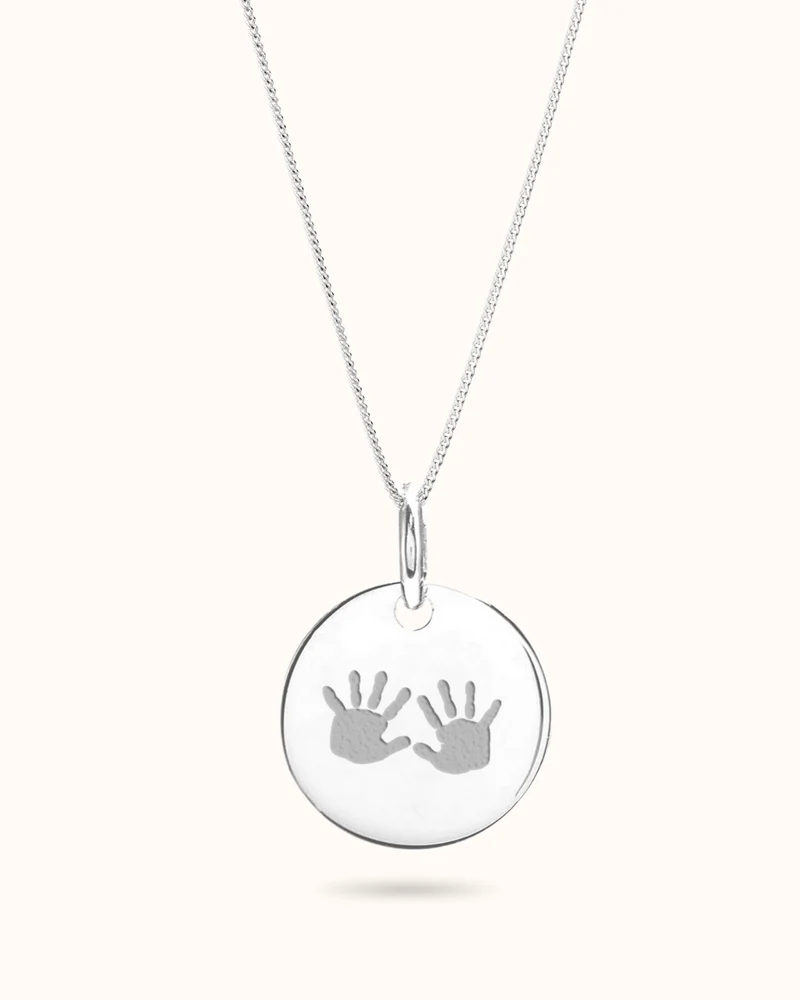 Hand- en Voetafdruk Coin Ketting - Zilver - Gepersonaliseerd Sieraad