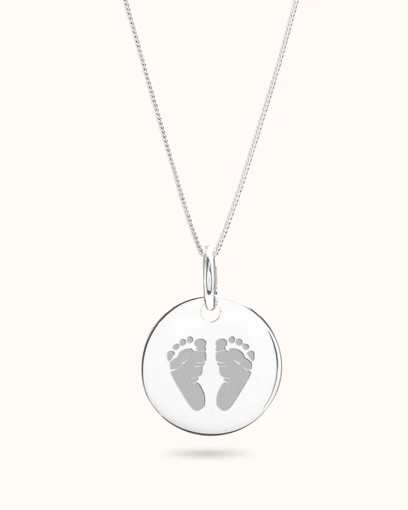 Hand- en Voetafdruk Coin Ketting - Zilver - Gepersonaliseerd Sieraad
