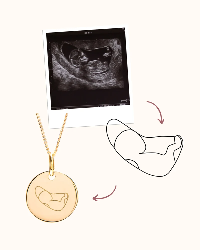 Echo Illustratie Coin Ketting - Verguld - Gepersonaliseerde Ketting
