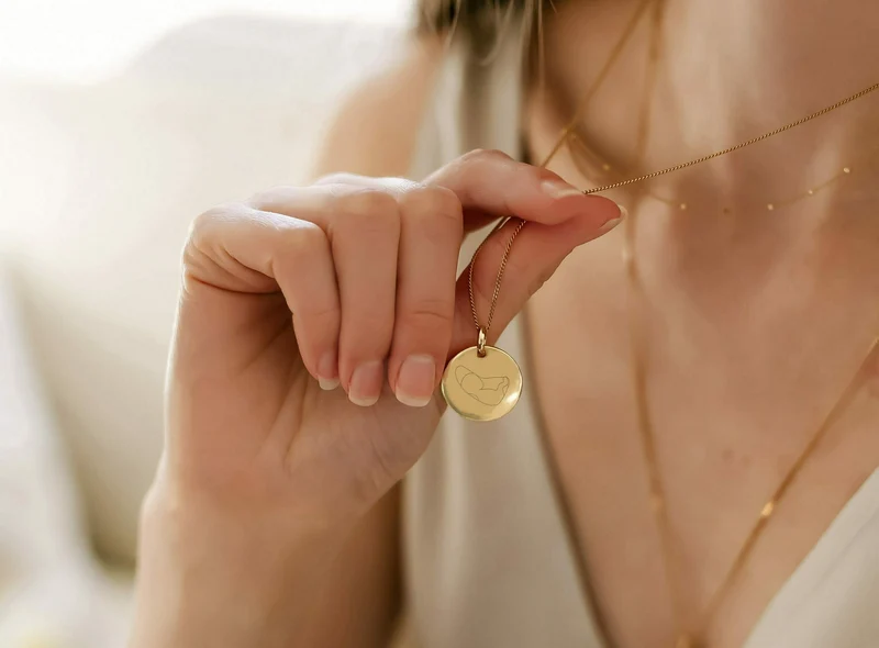 Echo Illustratie Coin Ketting - Verguld - Gepersonaliseerde Ketting