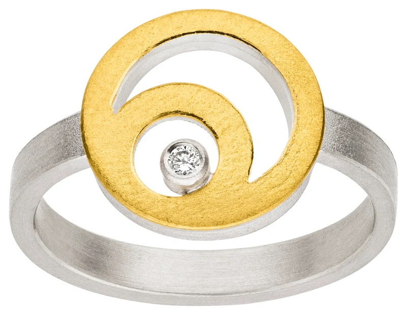 925er Silber Ring feingoldbelegt MANU R1418BR