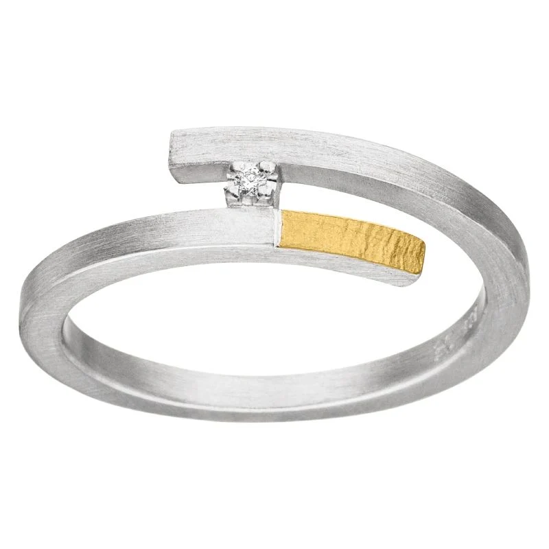 925er Silber Ring feingoldbelegt MANU R1300BR