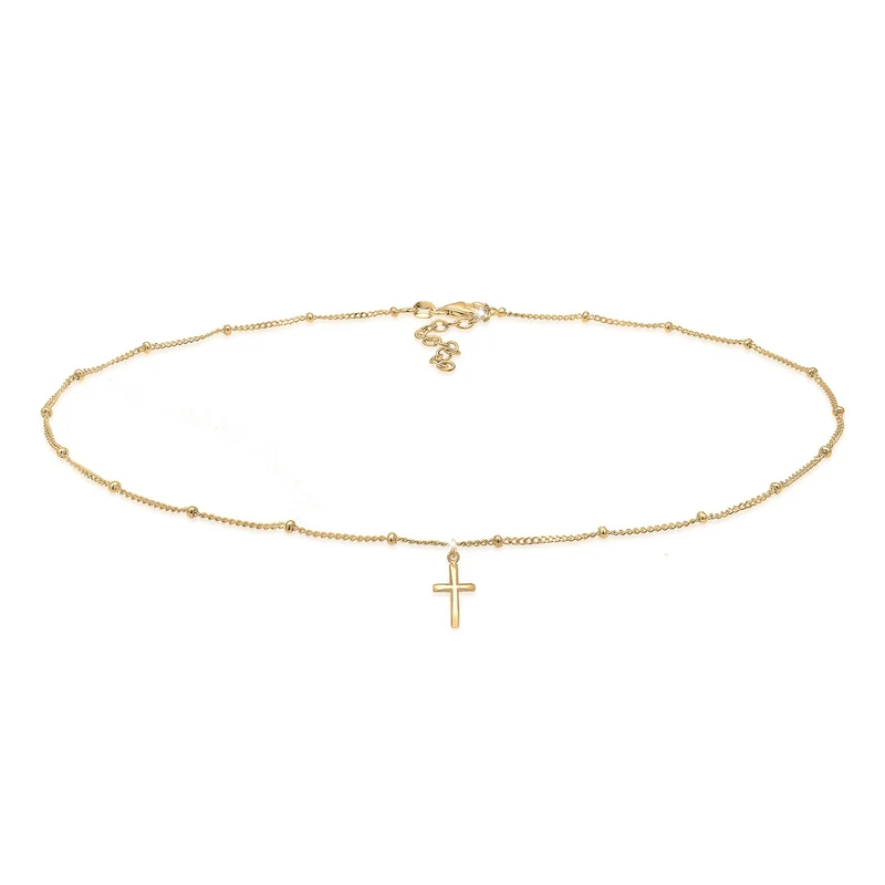Relief Cross Creolen & Halskette Schmuck Set