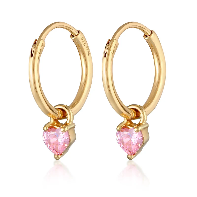 Creolen Herz | Zirkonia (Rosa)