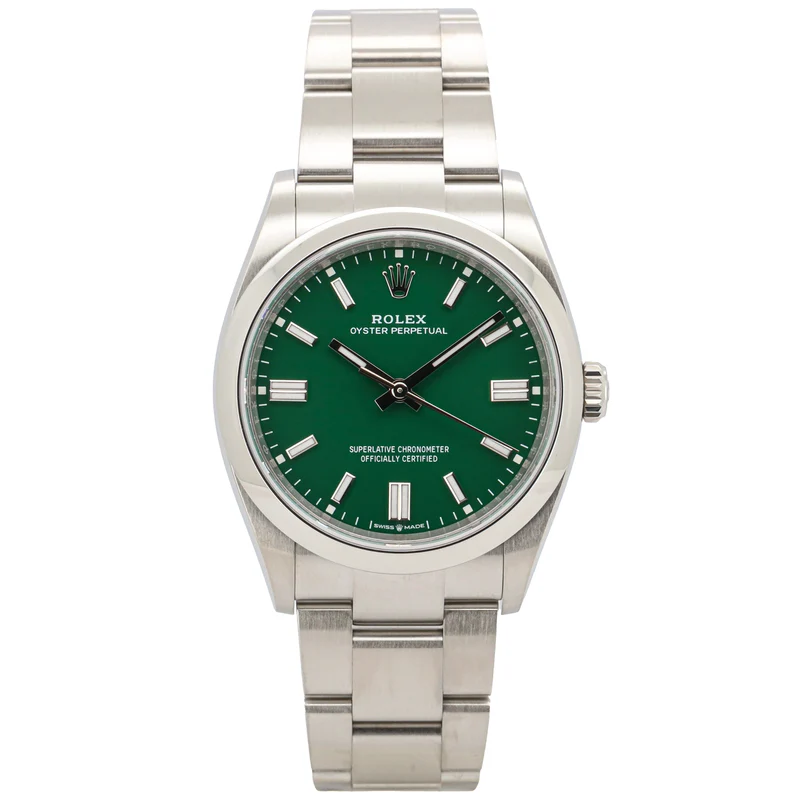 Rolex Oyster Perpetual 126000 Green Dial Qyster Edelstahl Automatik