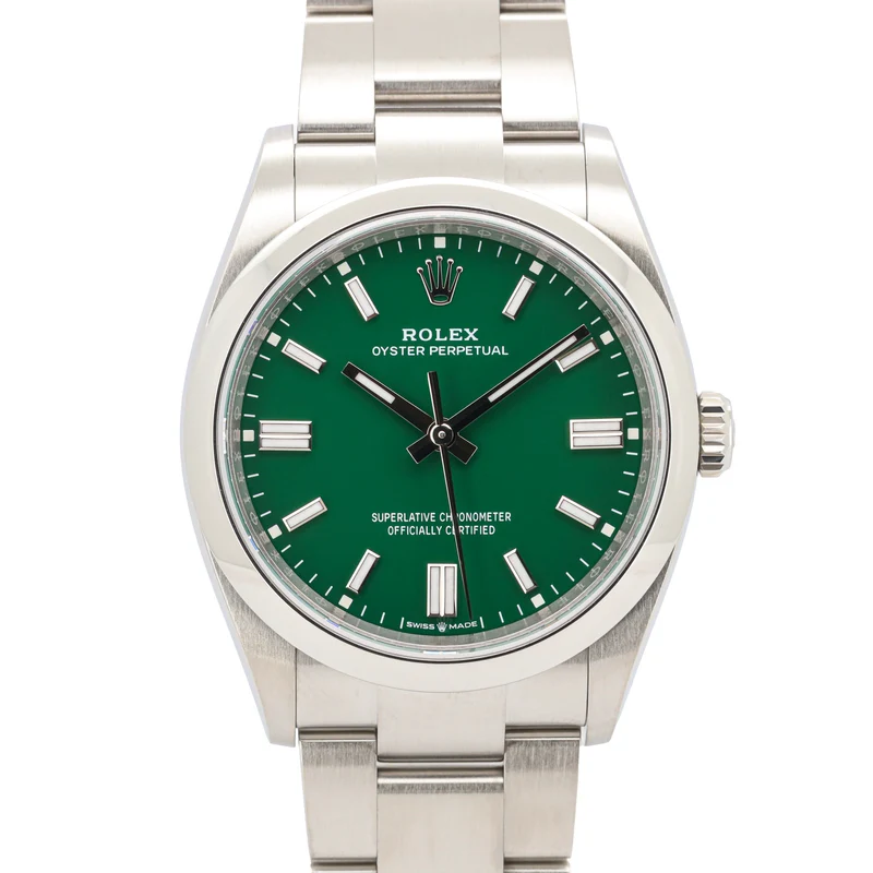 Rolex Oyster Perpetual 126000 Green Dial Qyster Edelstahl Automatik