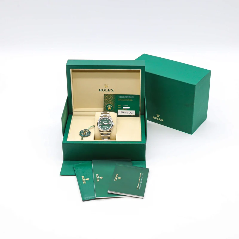 Rolex Oyster Perpetual 126000 Green Dial Qyster Edelstahl Automatik