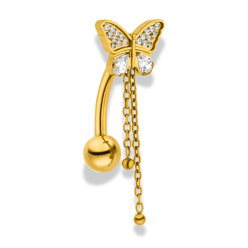 Precious Butterfly Dangle Belly Piercing - Titan