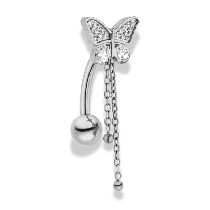 Precious Butterfly Dangle Belly Piercing - Titan