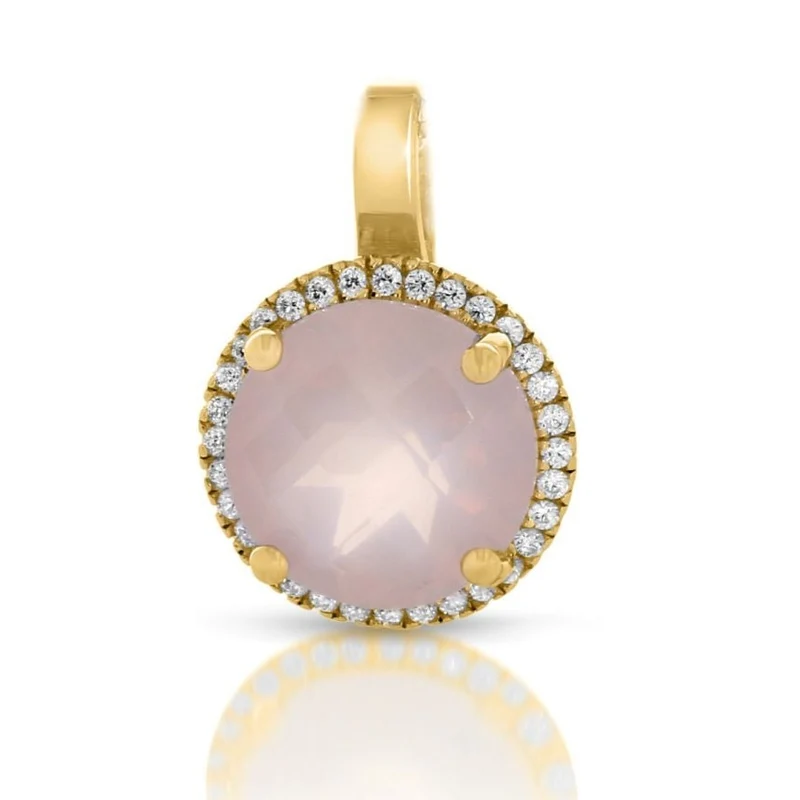ELEGANTER ANHÄNGER KETTE ROSENQUARZ VERGOLDET