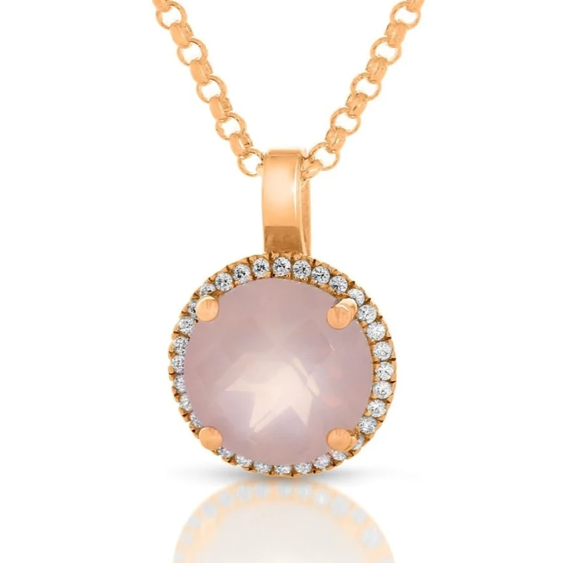 DAMENSCHMUCK ROSÈ VERGOLDET KETTE MIT ROSENQUARZ