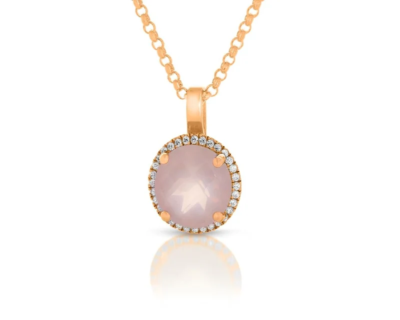 DAMENSCHMUCK ROSÈ VERGOLDET KETTE MIT ROSENQUARZ