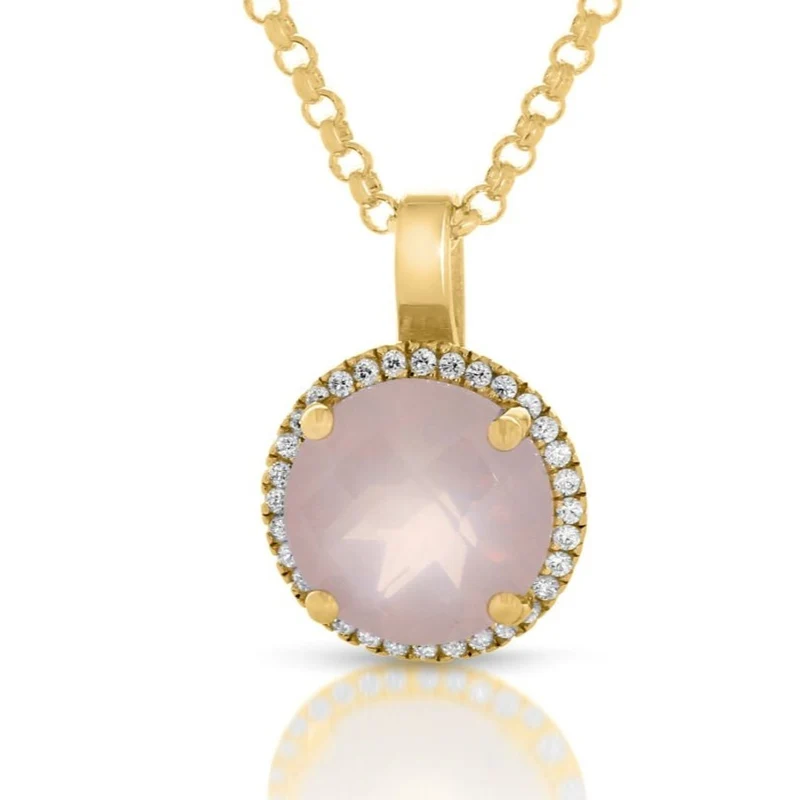 KETTE MIT QUARZ ANHÄNGER VERGOLDET ZIRKONIA DAMENSCHMUCK