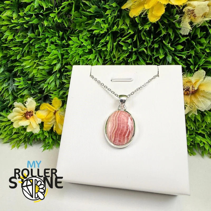 Rhodochrosit-Anhänger aus 925er Sterlingsilber – RDOP2528