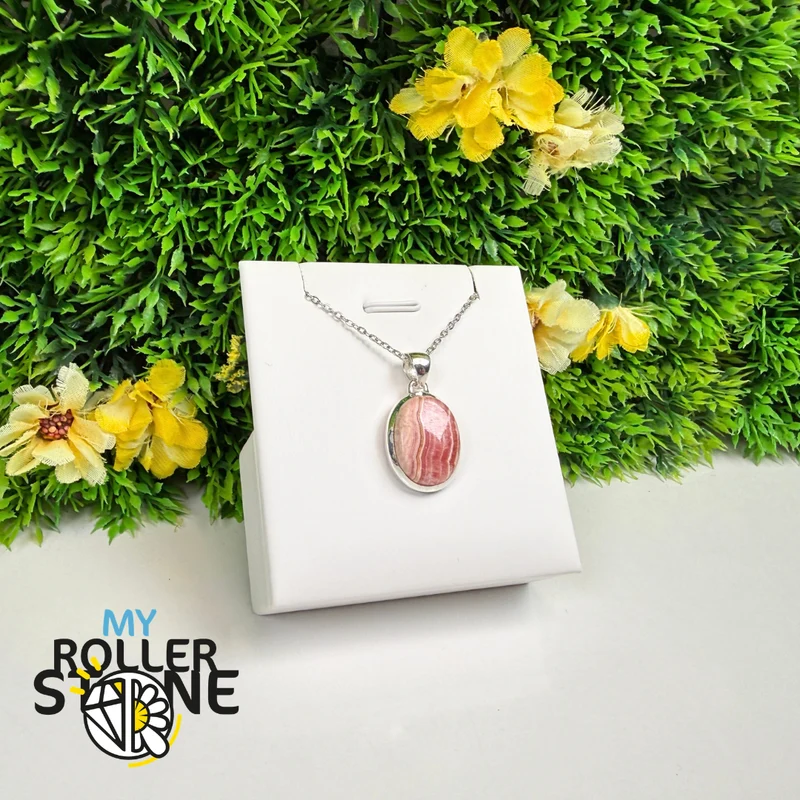 Rhodochrosit-Anhänger aus 925er Sterlingsilber – RDOP2528