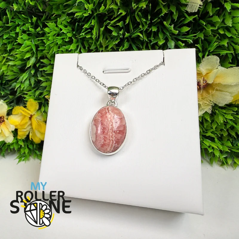 Rhodochrosit-Anhänger aus 925er Sterlingsilber – RDOP2490