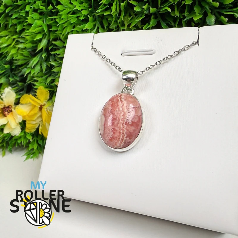 Rhodochrosit-Anhänger aus 925er Sterlingsilber – RDOP2490