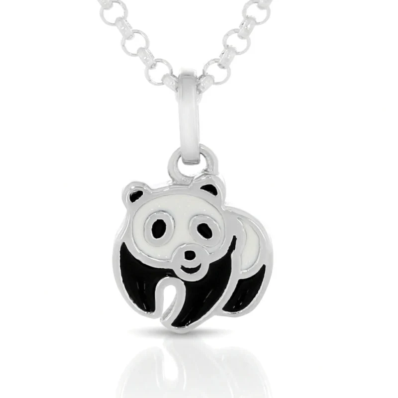 Kette mit Panda 925 Silber Kinderkette Pandabär