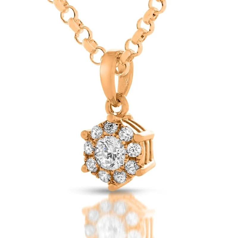 Halskette mit elegantem Zirkonia Anhänger rosé vergoldet