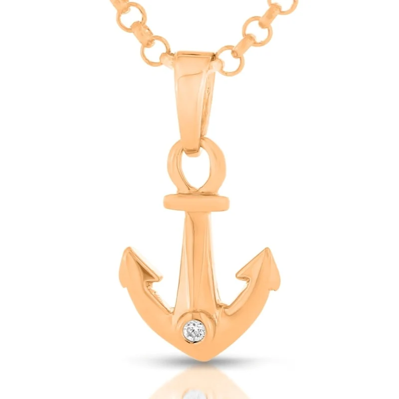 Ankerkette rosé vergoldet Kette Anker Zirkonia maritimer Schmuck