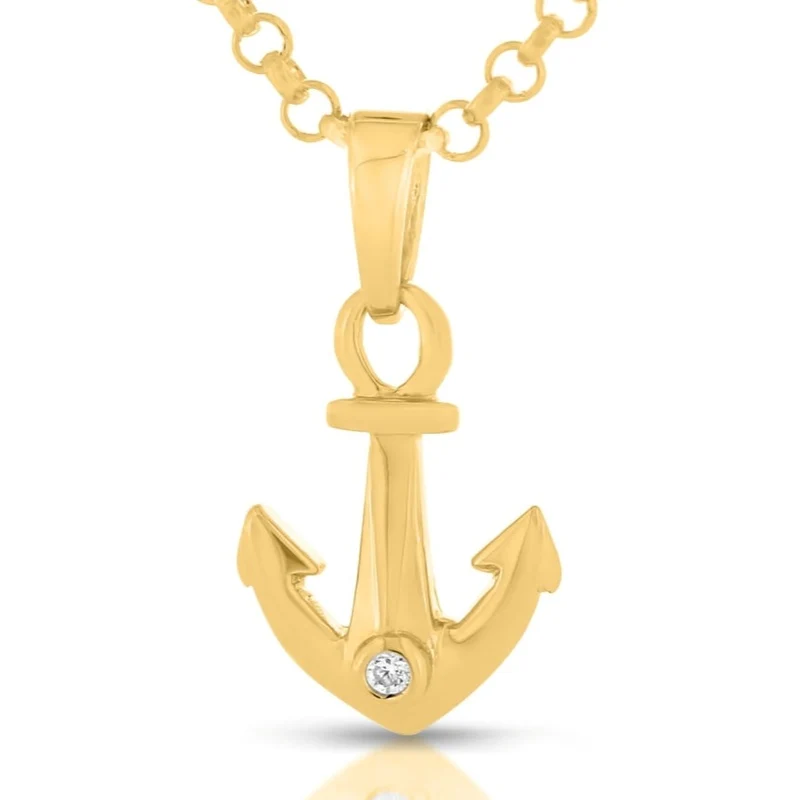 Anker Anhänger mit Zirkonia gold Damenschmuck vergoldet