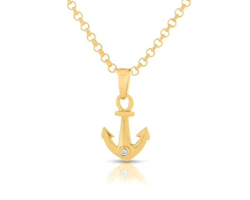 Anker Anhänger mit Zirkonia gold Damenschmuck vergoldet