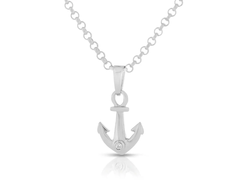 Silberkette mit Anhänger Anhänger Halskette Anker 925 Silber