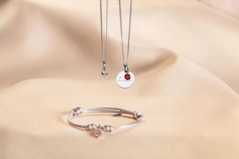 Geboortesteen Coin Ketting - Zilver - Gepersonaliseerde Ketting
