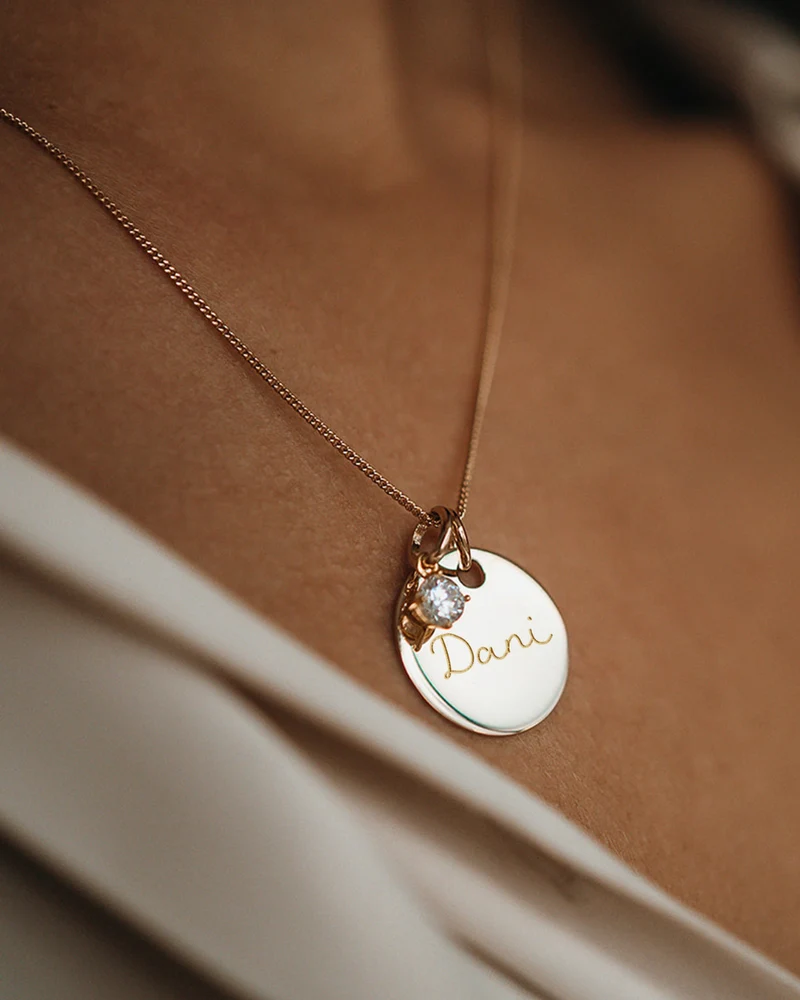 Geboortesteen Coin Ketting - Verguld - Gepersonaliseerde Ketting